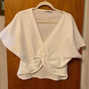 Zara white crepe blouse